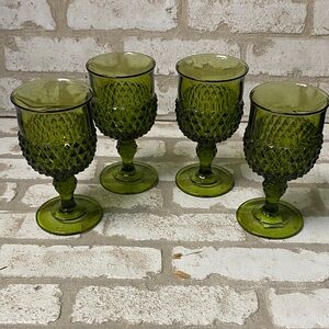 Indiana Glass Olive Green Goblet Set